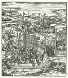The Holy Roman Emperor Maximilian I with his fleet at La Spezia, Italy