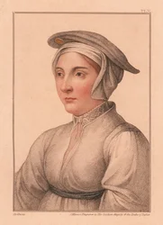 Portrait of unknown woman from the court of King Henry VIII (engraving)