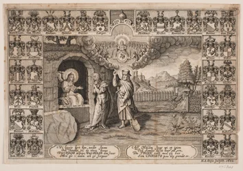 Title Page for Funeral Sermon over Ida Langs Depicting Christ as Gardener and Mary Magdalene