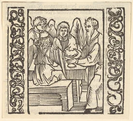Angels Served at a Table, Illustration from Speculum Passionis