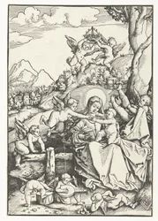 Mary with Child with Eight Angels in a Landscape