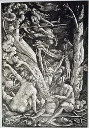 The Witches at the Sabbath, after Hans Baldung Grien, illustrated in a history of magic published late 19th century