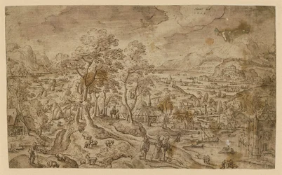 Christ on the Road to Emmaus in a Vast Landscape