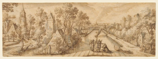 View of Delfgauw, with Abraham and the Three Angels