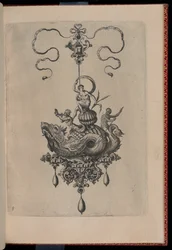 Plate 8, from Bullarum Inaurium etc. Archetypi Artificiosi Pars Altera (Pendants, Earrings, etc. Designs of the Most Skillful Nature, Part Two)