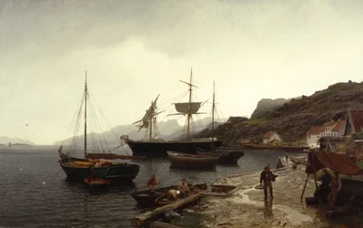 Fishing Smack (Boat) in Harbour, Kleven, Mandal