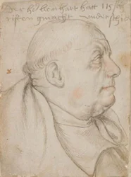 Portrait of the calligrapher Leonhard Wagner, nicknamed Würtslin, monk of Sts Ulrich and Afra in Augsburg, in profile to the right