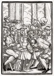 Death Comes for the Drunkard, Engraved by Georg Scharffenberg, from 