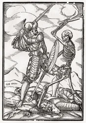 Death Comes to the Soldier, engraved by Georg Scharffenberg, from 