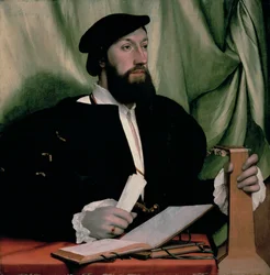 Unknown gentleman with music books and lute