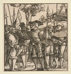A Captain Talking to Five Soldiers