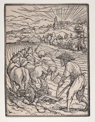 The Peasant or Ploughman, from The Dance of Death, ca. 1526, published 1538