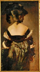 Portrait of a Lady with Feather Hat, Seen from Back