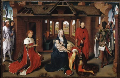 The Magi as Charles the Temerary and Philip the Good. Central panel of the Adoration of the Magi