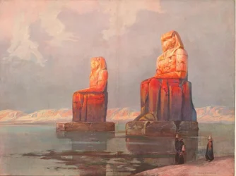 The Colossi of Memnon in Front of the Temple