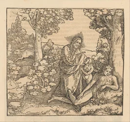 Christ Blesses a Young Man While a Woman Kneels at His Feet