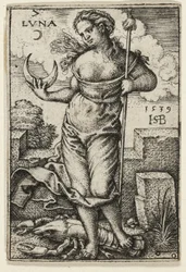 Moon, Plate Seven from The Seven Planets with the Zodiacs