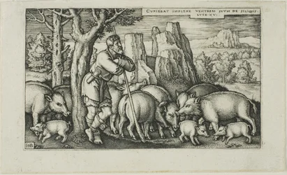 The Prodigal Son with the Swine, Plate Three from The History of the Prodigal Son