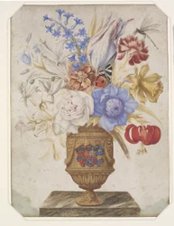 Flowers in a Gilded Vase with the Holstein-Gottorp Coat of Arms