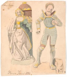 Study with Two Figures after the Altarpiece in Estvad Church, Ringkøbing County