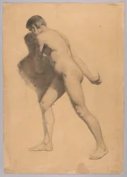 Male Nude in Side View, verso: Nude of a Seated Man
