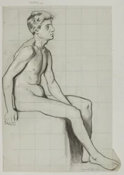 Nude of a seated man in profile