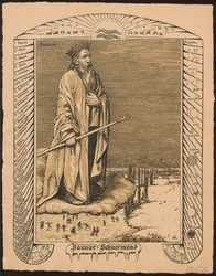 Allegory of January. Designs for the “Perpetual Calendar in Pictures”, Part I, 1881-1901 (Perpetual Picture Calendar)