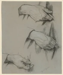 Three right hands in different positions