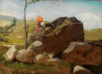 Rock Blocks with Seated Peasant Girl