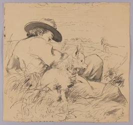 Man Lying in the Grass with a Dog