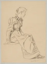 Study of a Seated Young Woman in a Long Dress