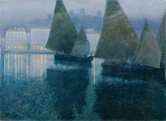 Moonlit Night in an Istrian Harbor