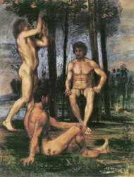 Three Young Men under Orange Trees