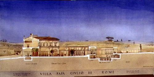 View of the Colonnaded Court and Garden of the Villa di Papa Giulio in Rome