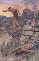 Cain and Abel (Illustration from Pictures That Teach The Crown Series, 1920)