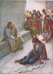 Neither do I condemn thee, illustration from Harold Copping Pictures: The Crown Series