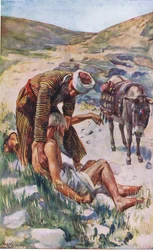 The good Samaritan, illustration from Harold Copping Pictures: The Crown Series, c.1920s