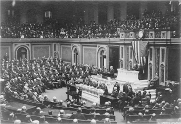 President Woodrow Wilson addressing Congress, c.1917