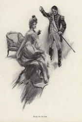 Man and woman preparing for a ball