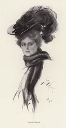 Portrait of a woman in a large hat