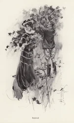 Woman picking flowers with a male admirer