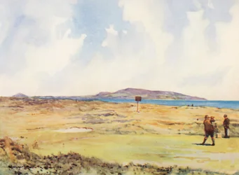 Golf Courses: Dollymount, the first tee, looking towards the Howth