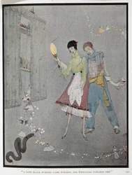 A long black pudding came winding and wriggling towards her. An illustration for the story, 