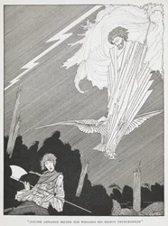 Jupiter appeared before him wielding his mighty thunderbolts. Illustration for 