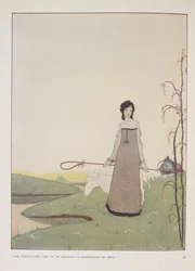 She walks- the lady of my delight- a shepherdess of sheep. Illustration for The shepherdess by Alice Meynell