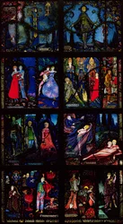 The Geneva Window, eight panels depicting scenes from early Irish literature