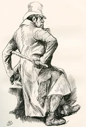 Bill Sikes. Illustration by Harry Furniss for the Charles Dickens Novel Oliver Twist, from The Testimonial Edition, Published 1910.