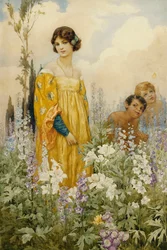 A Young Maiden with Pan and Cupid, in a Wild Garden