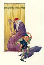 Minstrels and dwarfs entertain the king