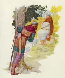 On a little knoll beside the ford an enormous man gnawed at a great venison pasty